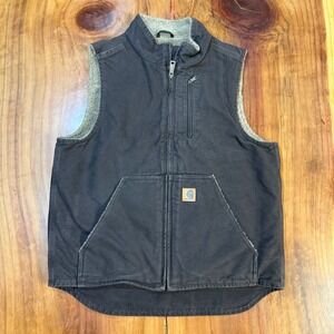 Carhartt Fleece Lined vest Medium Work Outdoor Zip Y2K Sleeveless V33 DKB JJ21